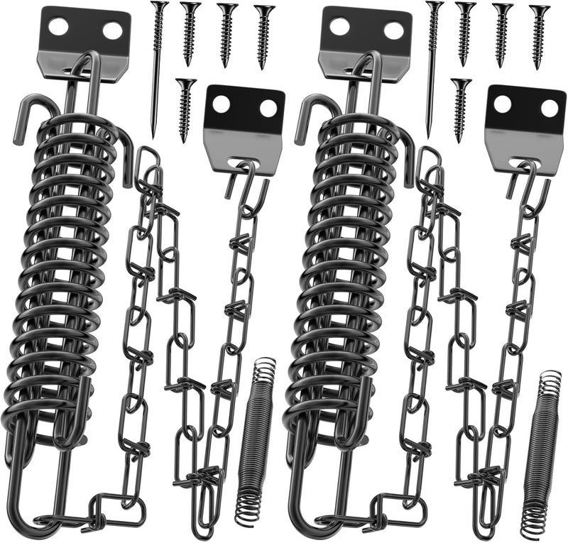 WINONLY Screen Door Chain for Door Spring - 2 Pack Storm Door Chain Spring for Wind Safety Storm Door Closer Stop Front Screen Door Security Prevent Opening Damage, Heavy Duty Hardware Door Stopper Chain - Image 1